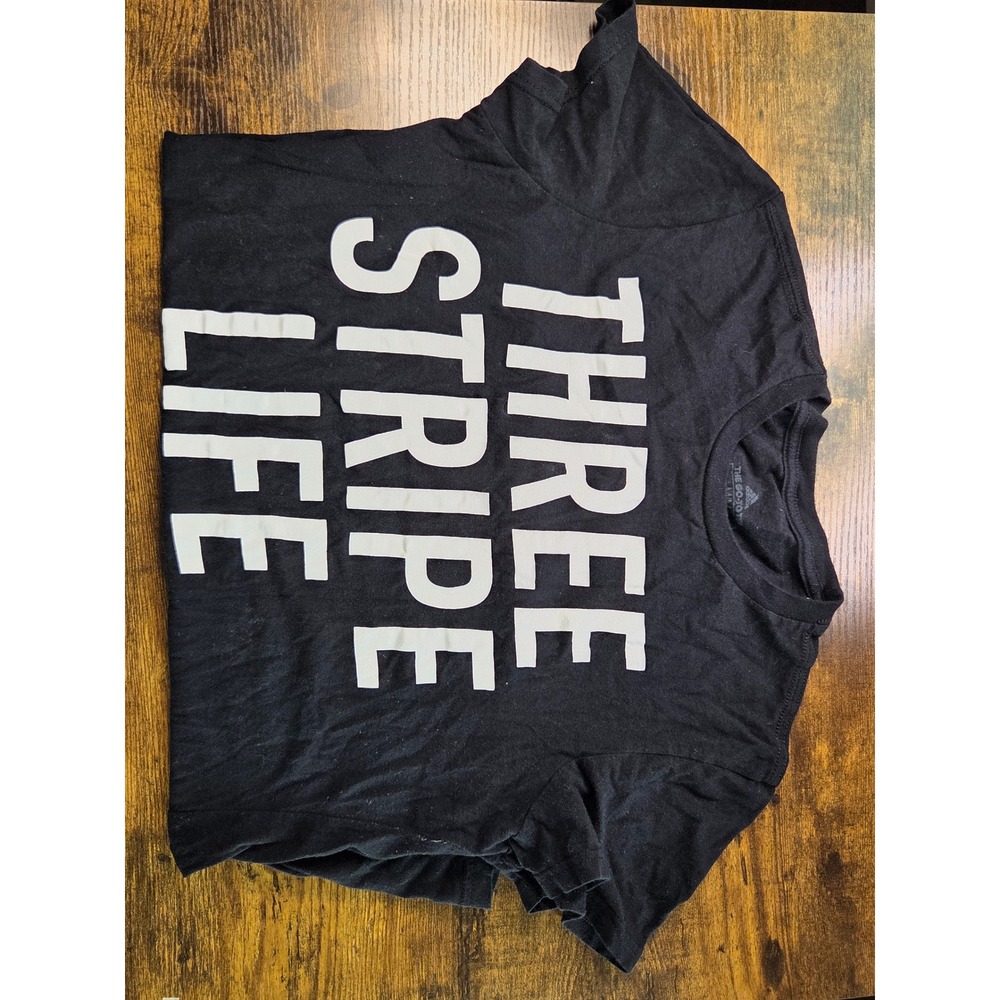 Adidas Three Stripe Life Graphic T-Shirt Mens Medium Black Short Sleeve Tee